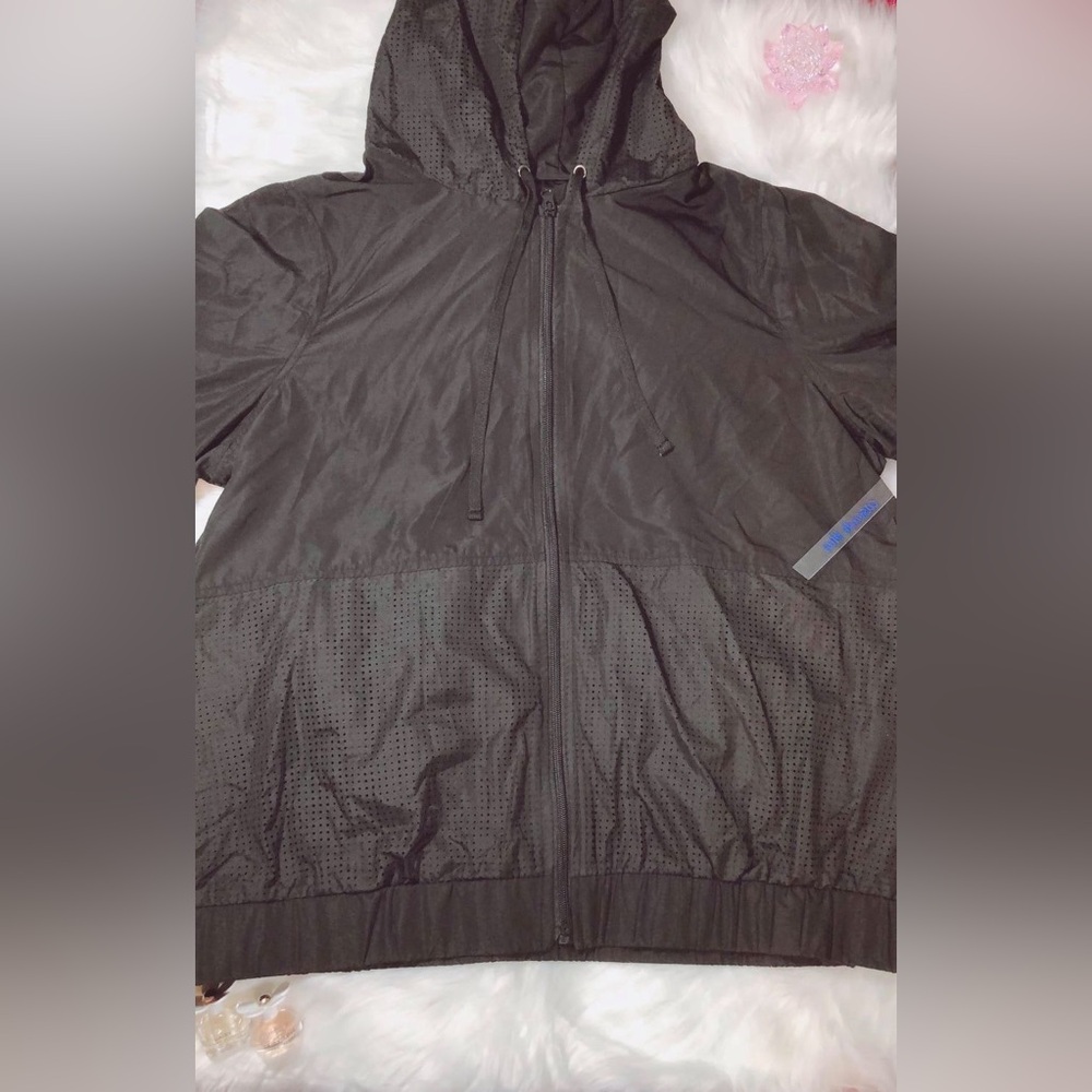 Cascade Blue Black Zip Up Hooded Jacket